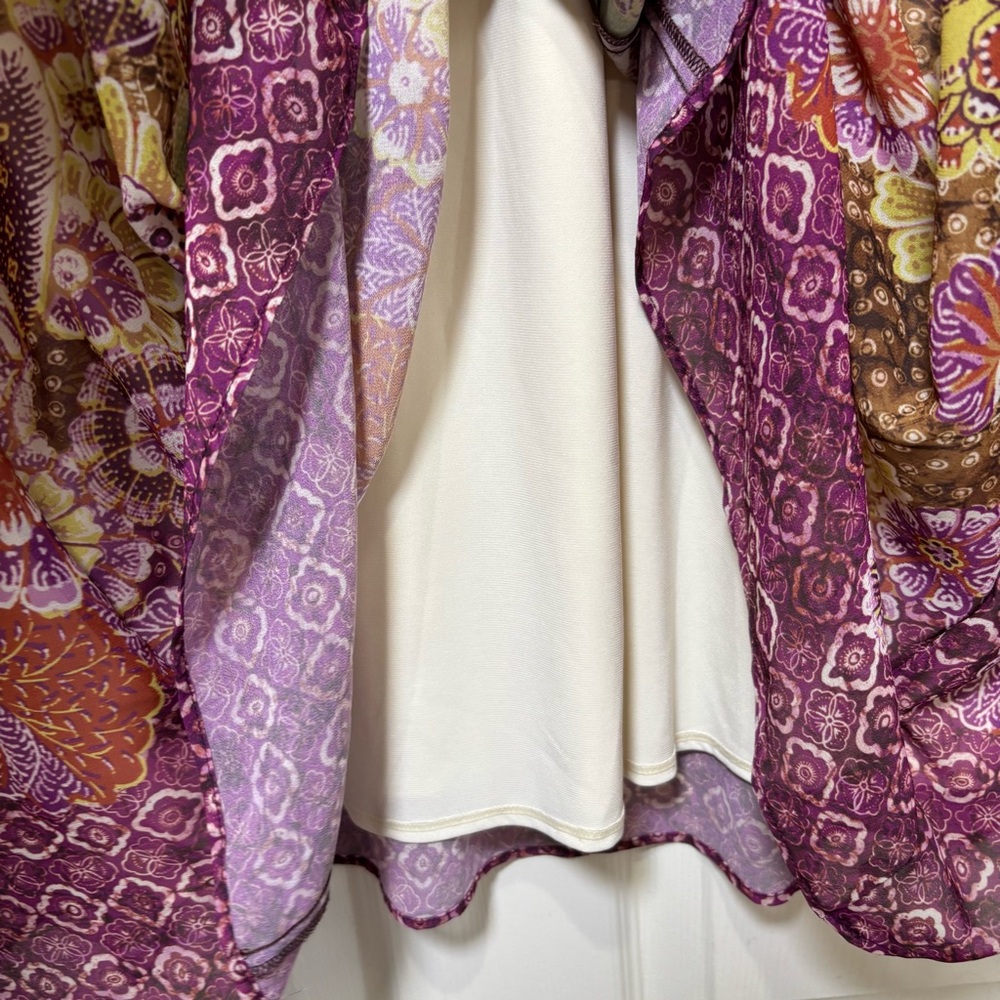 Chico's Maxi Dress Size 12 Sleeveless Boho Chiffon Floral Flowy Lined Summer - Picture 8 of 9